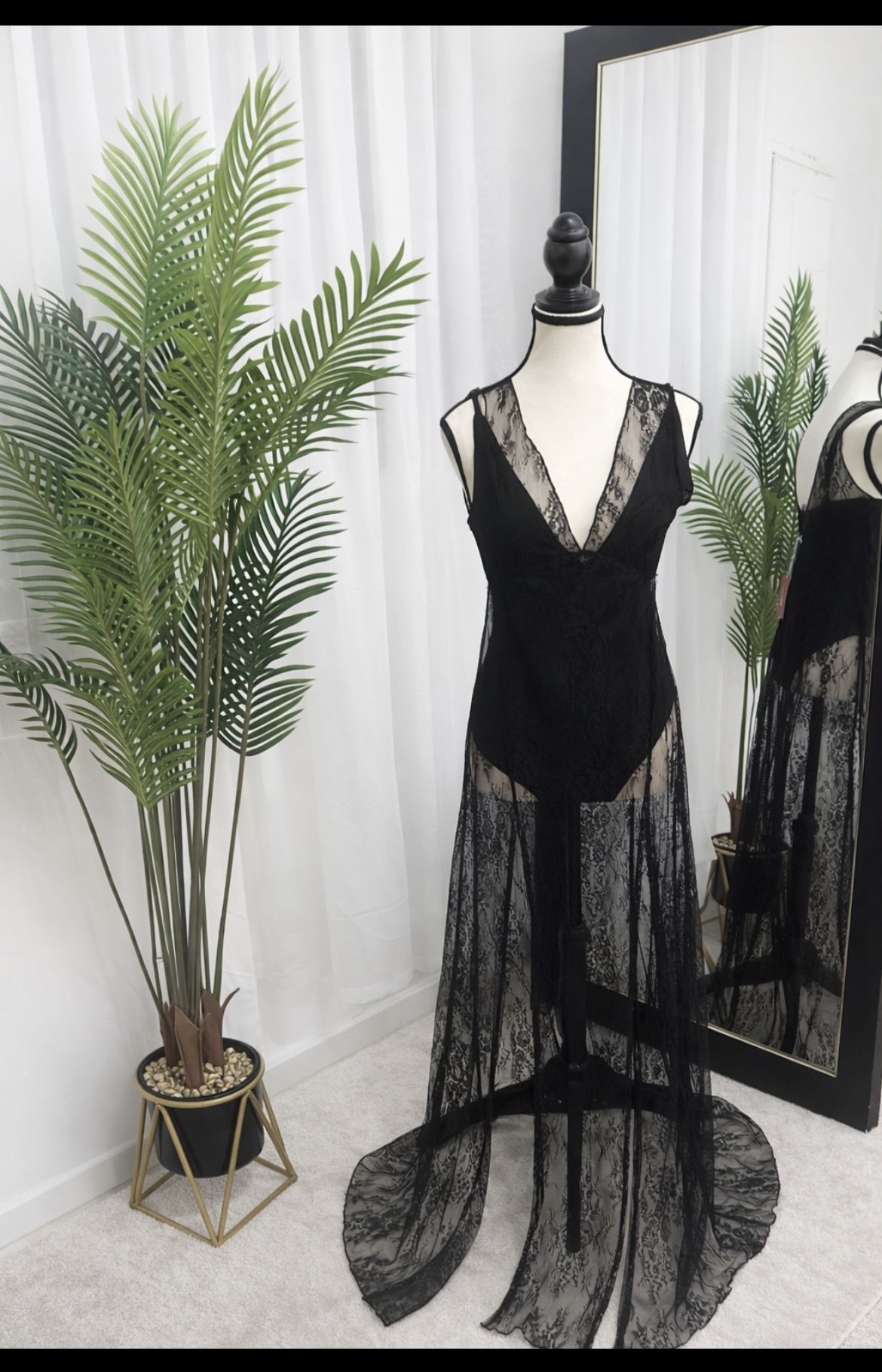 Bodysuits and Sheer Lace Dress Set