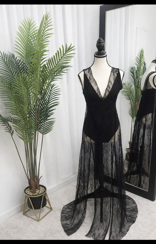 Bodysuits and Sheer Lace Dress Set