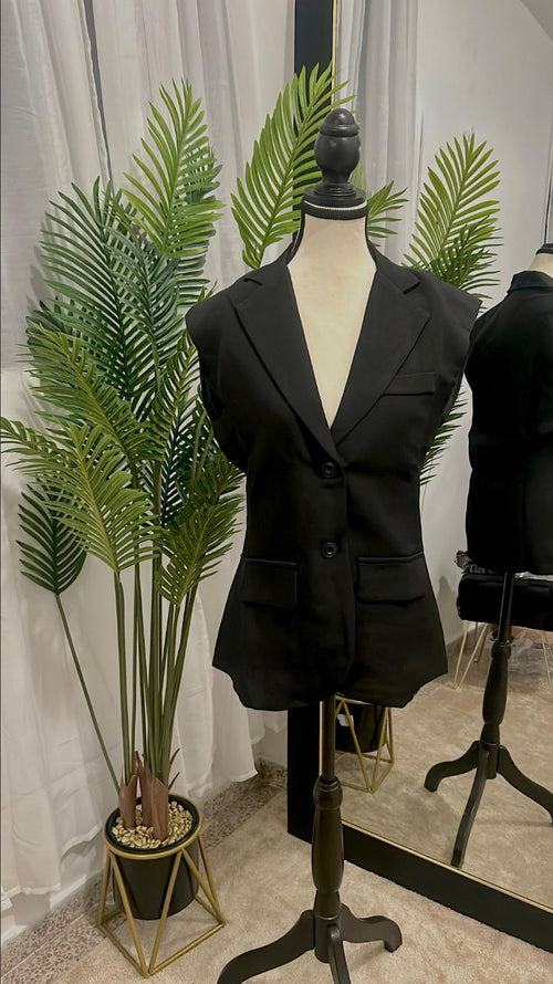 Black Sleeveless Blazer
