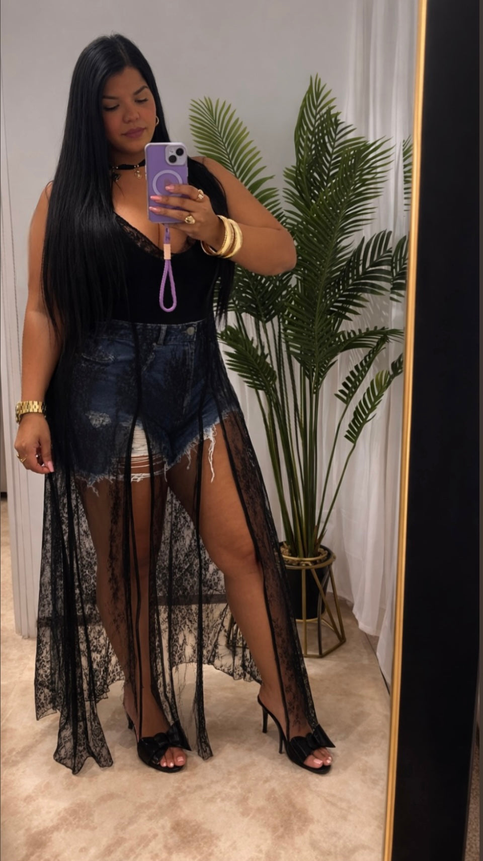 Bodysuits and Sheer Lace Dress Set